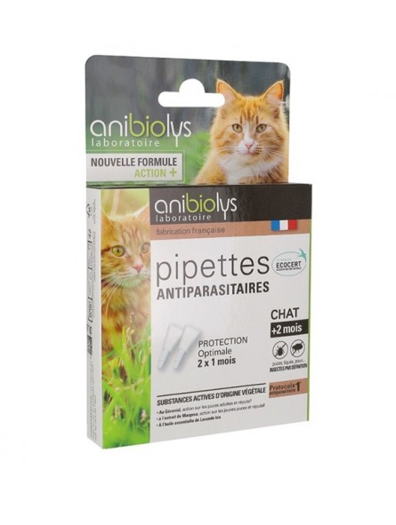 Pipettes antiparasitaires chat Ecocert (2 pipettes) - Anibiolys